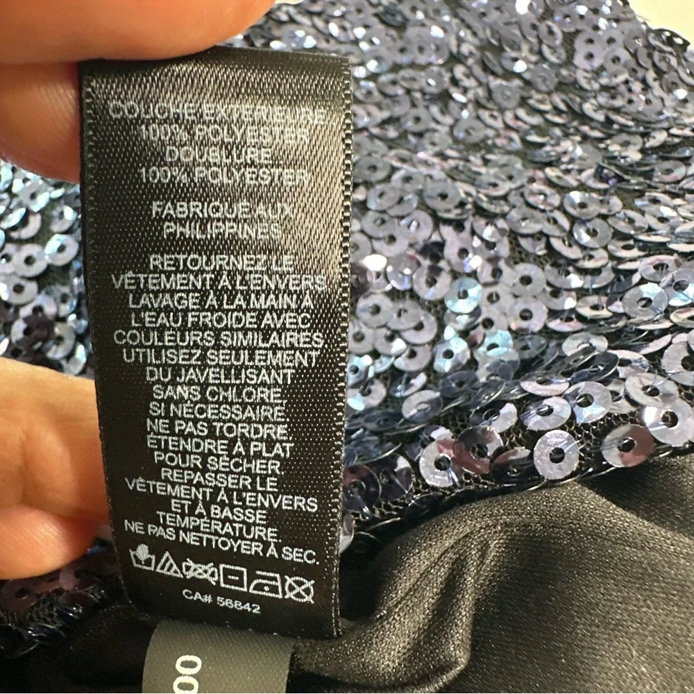 Express Blue Deep V-Neck Surplice Sequin Party Mini Dress - Picture 12 of 16